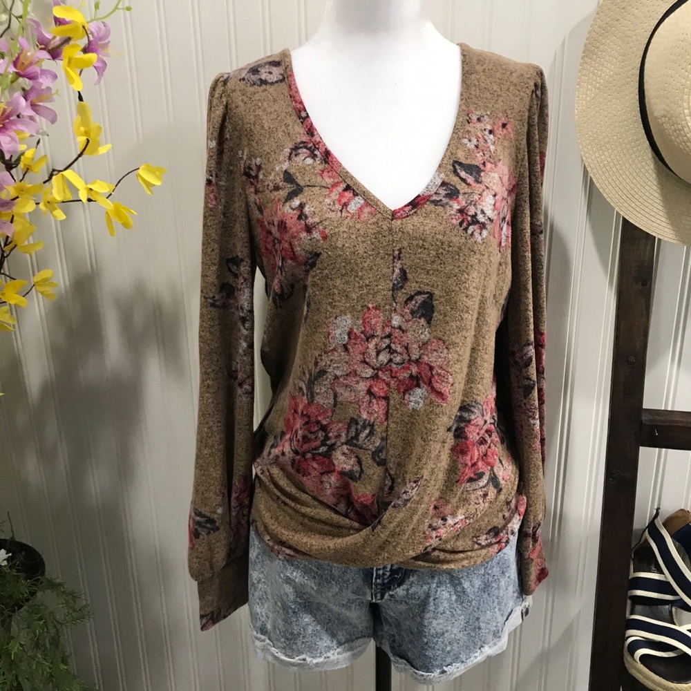 Sz XL Blouson Sleeve Twist Hem - Picture 13 of 16